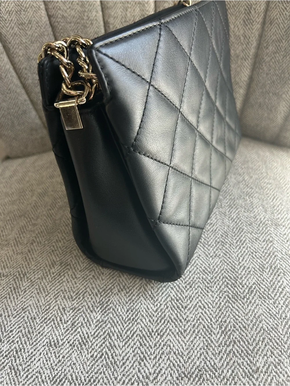 kate spade New York Quilted Black Leather Chain-Handle Shoulder Bag